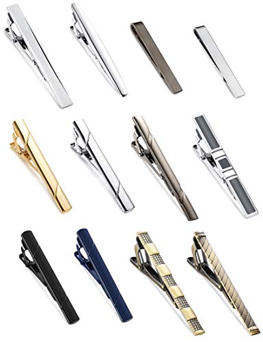 Jstyle 12 Pcs Tie Clips Set For Men Tie Bar Gift For Men Clip Set For Regular Ties Necktie Wedding Business Clips With Luxury Package #TOP1