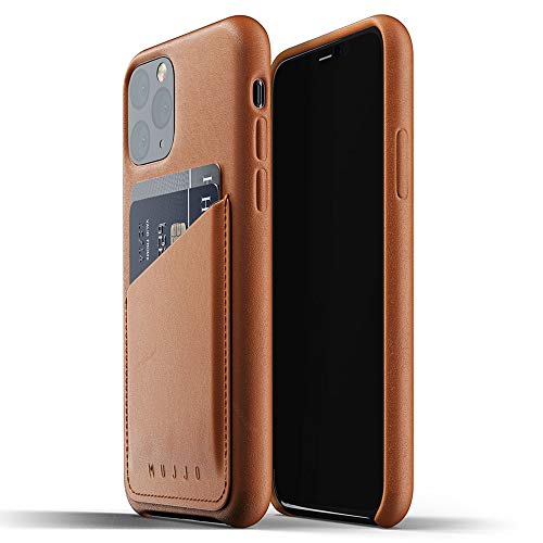 Mujjo Full Leather Wallet Case for Apple iPhone 11 Pro | 2-3 Card Holder Pocket | Premium Soft Supple Leather, Unique Natural Aging Effect (Tan)