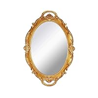 YCHMIR - Petit miroir ovale vintage doré à suspendre 36,8 x 25,4 cm