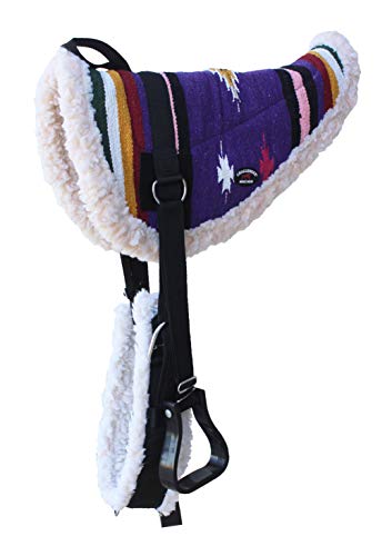 CHALLENGER Horse Western Treeless Faux Fur Padded Serape Acrylic Bareback ...