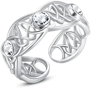 ZIPPICE Celtic Ring 925 Sterling Silver 12 Birthstone Ring Adjustable Engagement Ring Boho Rings for Women Jewellery Birthday Gifts for Women