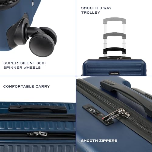 Image of Assembly Hard Shell Large Check in Luggage Polycarbonate 110L Premium Hard-Sided Suitcase Trolley - Blue -Stark
