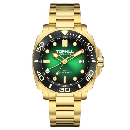 Image of TOPHILL Men Watches Automatic Mechanical Watches - Dive, GMT, Chronograph & Dress Styles | 316L Stainless Steel, Sapphire Crystal, Ceramic Bezel | 5ATM-300M Waterproof with Super Luminous | Classic Business & Sport Casual