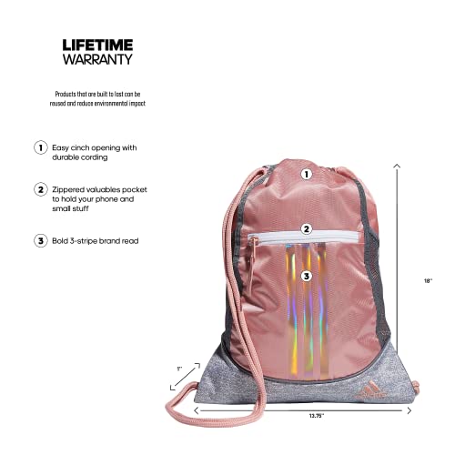 Adidas Unisex Alliance 2 Sackpack, Wonder Mauve Pink/Jersey Grey/Rose Gold, One Size #TOP1