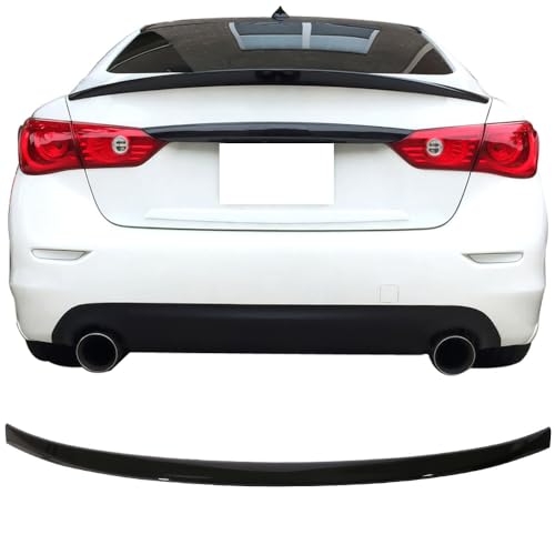 IKON MOTORSPORTS, Trunk Spoiler Compatible with 2014-2024 Infiniti Q50 Sedan, ER Style Painted Glossy Black ABS Rear Tail Wing Boot Lid