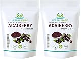 Herbal Magic's Freeze Dried Acai Berry Powder - Wild-harvested - Delicious Smoothies, Puddings and Dessert- Free from Fillers & Preservatives-100g (Pack of 2)