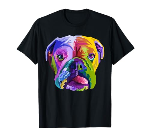 Englische Bulldogge Pop Art Porträt für Hundebesitzer T-Shirt