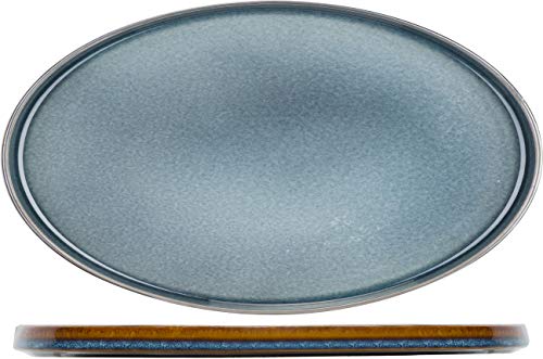 COSY & TRENDY Quintana 2936036 Assiette Plate Ovale en Porcelaine Quintana-Bleu-35,5x23,5 Cm