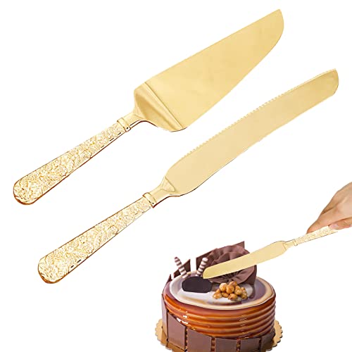 Yidm Wedding Cake Knife And Server Set Gold Cake Knife Set Wedding Cake Cutting Utensils Gold Cake Cutting Set Cake Knives Cutter Set For Birthday, Party, For Birthday Parties #TOP25