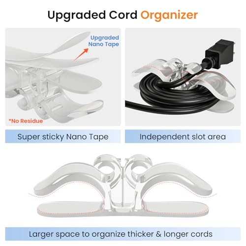 Image of Appliance Cord Organizer, 6-Pack Adhesive Cable Holders for Neat Cord Management - Ideal for Blenders, Coffee Makers, Air Fryers - Clear