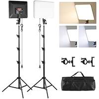 Studio Lights for Video Recording, 2-Pack 14 Inch LED Video Light Panel Kit with 70.8" Tripod Stand, Photography Lighting Kit with Phone Holder, 50W Stream Light for Video Recording and Photography