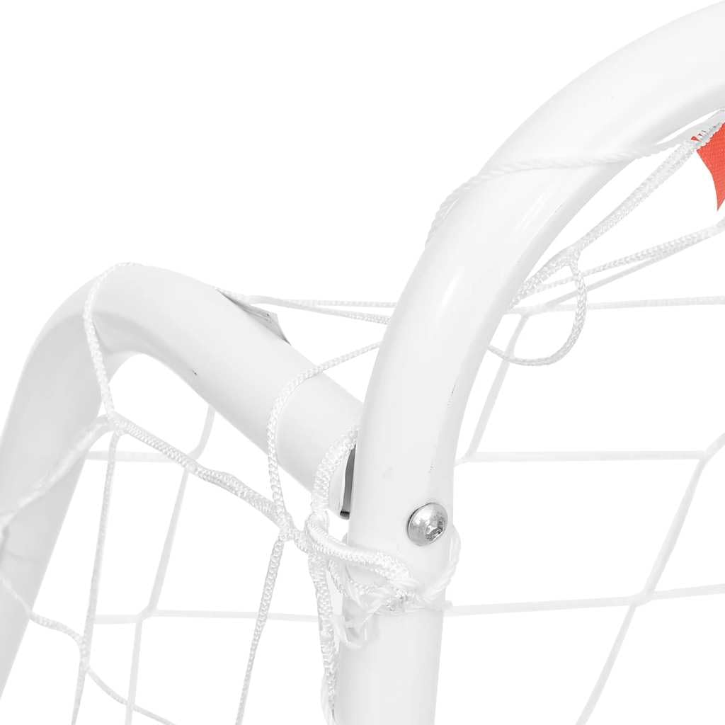 Porta da calcio bianca, 125 x 96 x 60 cm, con rete, telaio in acciaio verniciato a polvere, rete in poliestere impermeabile, aiuto per l'allenamento per adulti, facile da trasportare e da montare.