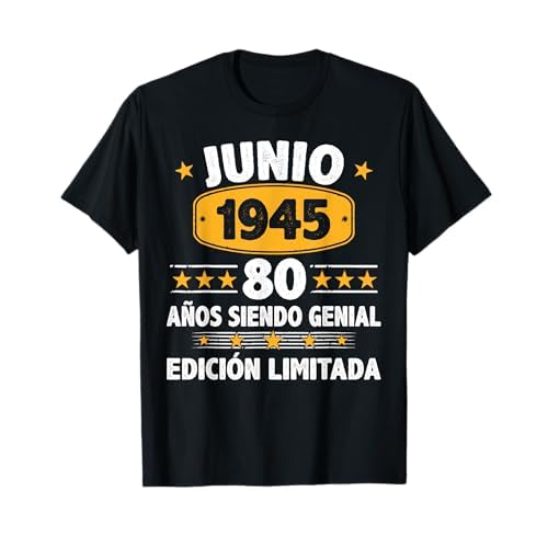 Junio 1945 80 Años Hombre Cumpleaños Regalo Junio 1945 Camiseta