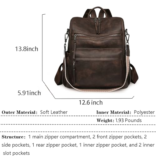 Image of Women's Fashion Backpack Purse for Women Leather Multipurpose Design Ladies Shoulder Bag Travel bag Satchel Handbags