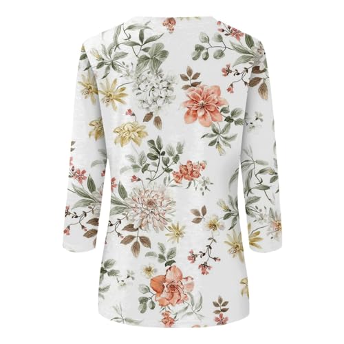 Ceboyel 3/4 Sleeve Tops for Girls Summer season Floral Paisley Print Tees Shirts Fashionable Women Blouses Dressy Informal Clothes 2023 - Image 5