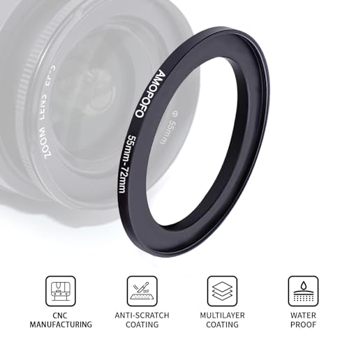 Image of 55mm to 72mm Step-Up Ring Filter adapter /55mm to 72mm Camera Filter Ring for 72 mm UV,ND,CPL,Metal Step Up Ring