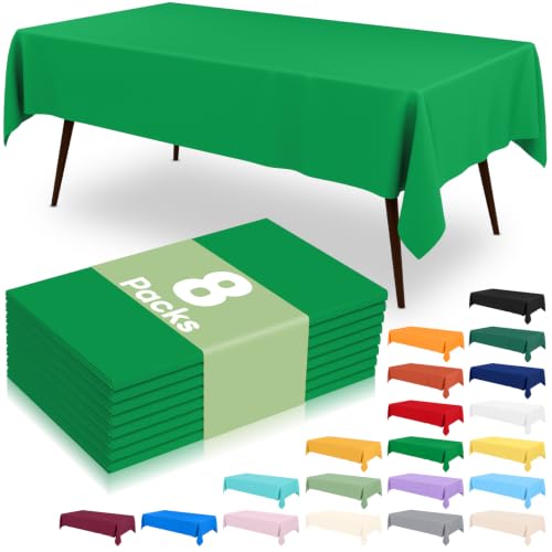 misaya 8 Packs Plastic Table Cloth Green Disposable Tablecloth