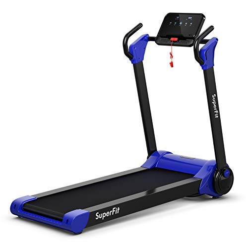 Gymax Folding Treadmill, 2.25Hp Electric Motorized Running Walking Machine With Led Touch Screen, Portable Cardio Workout Treadmill For Home Gym Office (Navy) #TOP4