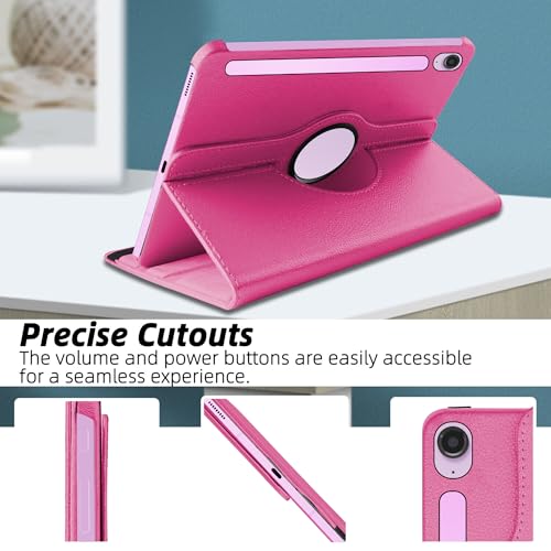 Image of TGK Rotating Cover for Samsung Galaxy Tab S9 FE 10.9 inch Tablet 360 Degree Rotating Leather Flip Case (Hot Pink)