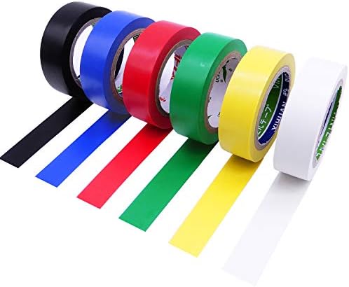 6 Pack Mixed Colour Electrical Insulation Tape Adhesive Gaffer PVC Tape 10M x 17MM (32.8 Feet x 0.67 Inches)