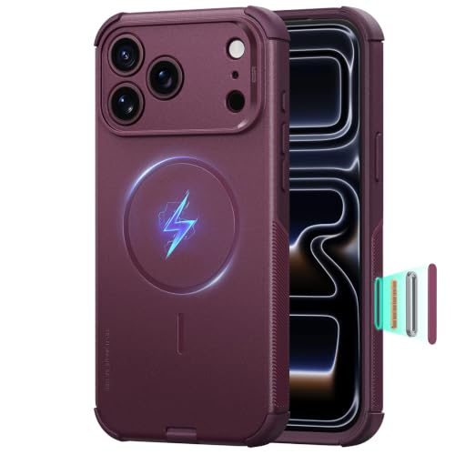 Image of ESR for iPhone 17 Pro Max Case, for MagSafe, Rugged, Burgundy | Camera Control, 7X Military-Grade Drop Protection, Magnetic Phone Case, Shockproof, Dustproof Port Cover, Secure Grip