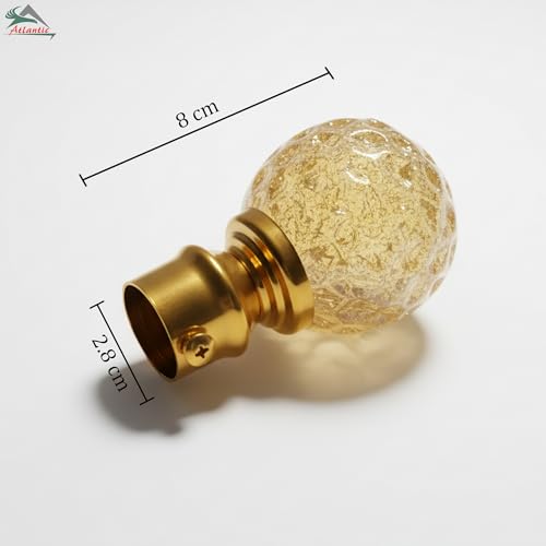 Image of Atlantic Curtain Rod Finials Set of 4, Decorative Textured Resin Globe Finials with Gold Finish for Standard Drapery Rods