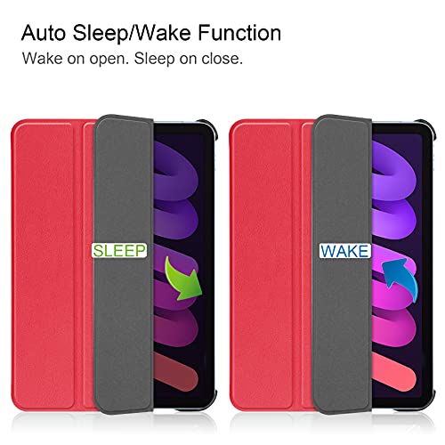 Lobwerk Case for Apple iPad Mini 6 2021 6th Generation 8.3 Inch Protective Case with Stand Function and Auto Sleep/Wake Function in Red - Image 2