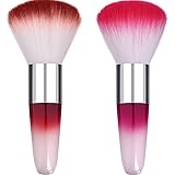 eBoot 2 Pieces Soft Nail Art Dust Remover Powder Brush Cleaner for Acrylic and Makeup Powder Blush Brushes (Red, Rose red)