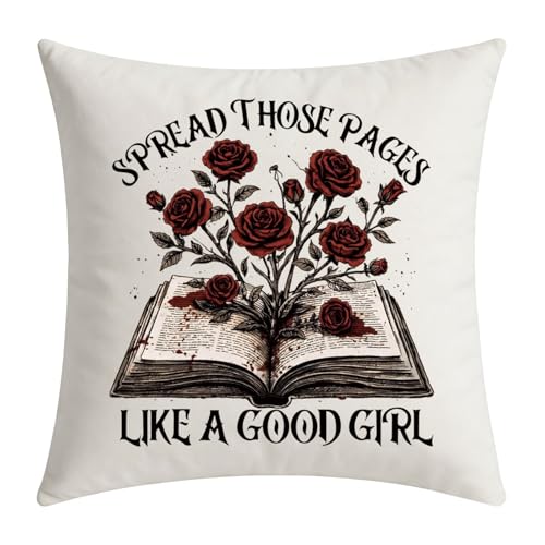 Book Lover Gift Dark Romance Pillow Covers Spread Those Pages Decorative Throw Pillow Covers for Home Bedroom Living Room (SPREAD THOSE PC UK)