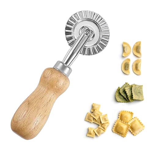 14cm Pastry Cutter Wheel with Wooden Handle - Perfect for Ravioli, Pizza, and Dumplings - Essential Kitchen Tool - 1 Pack