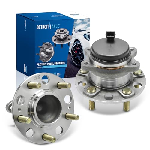 Image of Detroit Axle - 2pc Rear Wheel Bearing Hubs Assembly for Hyundai Sonata 2015-2019, Tucson 2016-2021, Veloster N 2019-2022, Kia Cadenza 2017-2020, Optima 2016-2020, Sportage 2017-2022, 5 Lugs w /ABS