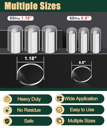 Image of PHIXBEAR Removable Glue Double Sided Adhesive dots, Mounting Putty for Walls No Damage, No Trace Clear Poster Sticky Tack Dots for Hanging Pictures, 120 Pcs 0.8 inch& 1.18 inch