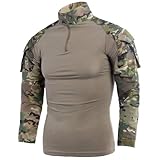 LANBAOSI Herren Ripstop Tactical Shirt Langarm Combat Shirt Multicam Militär-T-Shirts Airsoft Jagd