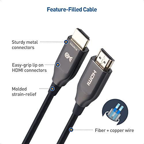 Cable Matters Cl2 Rated (In-Wall Installation) Active 8K @60Hz Fiber Optic Hdmi Cable 32.8 Ft / 10M - Supporting 8K@60Hz 4K@120Hz Hdr - Compatible With Xbox Series X, Ps5, Apple Tv, Pc, Projector #TOP7