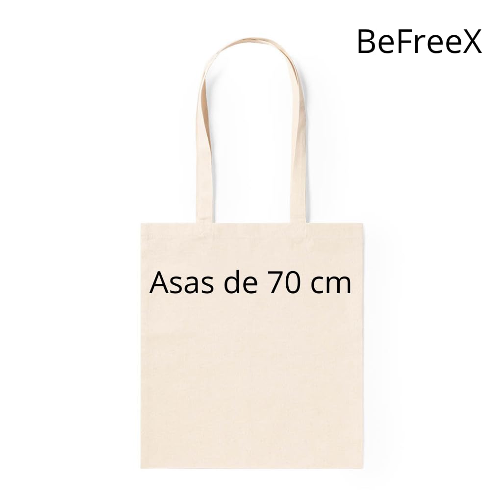Bolsa de Tela de Algodón Natural 37 x 41 cm con Asas Largas | Tote Bag Reutilizable para la Compra | Bolsa de Tela Multiusos | Disponible en Packs de 10, 25 o 50 Unidades