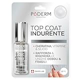 PODERM - Top Coat indurente per unghie BIOTINA SILICIO KERATINA - Brillante - Rinforza i colori sulle unghie indebolite o fragili dal semipermanente - Mani e Piedi - SWISS MADE