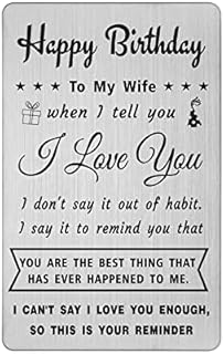 DEGASKEN Lovely Wife Birthday Card from Husband - Happy Birthday Gifts to My Wife - Romantic Wife Birthday Decorations, Steel Wallet Card