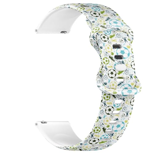 Compatible with Garmin Fenix 7/7 Pro, Fenix 6/6 Pro, Fenix 5/5 Plus, Epix (Gen2) / Epix Pro (Gen2), 22mm Sport Watch Band (Sport Sketch Equipment Soccer) Silicone Soft Strap Bracelet