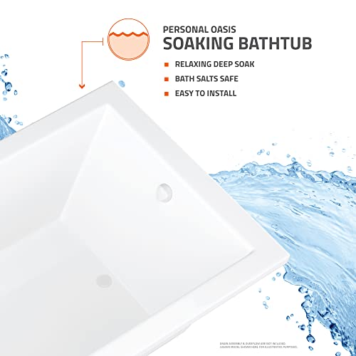 Anzzi 36" X 72" Soaker Rectangle Drop-In Bathtub - White - Illyrian Az3672Vns #TOP6