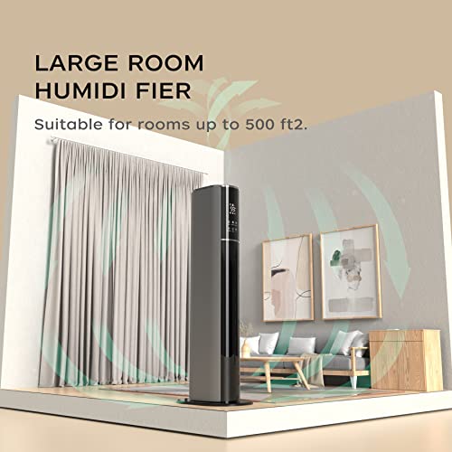 Purjoy Humidifiers For Large Room Cool Mist Whole House Bedroom 2.38Gal/9L Large Ultrasonic Humidifiers Top Fill With Essential Oil Tray Quiet Easy Clean Floor Air Humidifier For Nursery Grey #TOP2