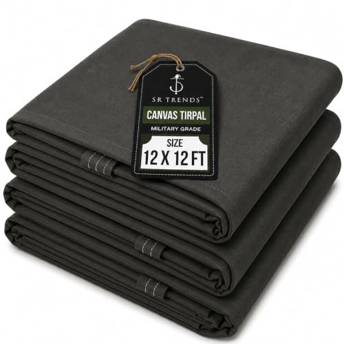 Image of 1200 GSM Extreme Power Canvas Tirpal - Industrial-Grade Waterproof Resistance Canvas Tarpaulin | Extra Thick, Tear-Proof & UV Shielded | Built for Heavy Commercial Use (Grey, 12 X 12 FT)