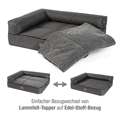 JAMAXX Premium 4-in-1 Hunde-Sofa Orthopädisches Hundebett mit Memory Visco Schaumstoff, abnehmbare Polster, Extra-Dicke Polsterung, Wechsel-Bezug, Waschbar, PDB3015 (M) 80x60 ECO anthrazit grau