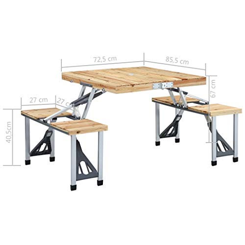 Table d'extérieur pliable vidaXL gain de place avec 4 sièges de camping - 3
