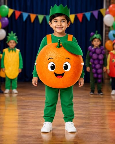 Image of Raj Costume Kids Fruit & Vegetable Fancy Dress Costume | Soft Felt Fruit and Vegetable Cutout Costume for Boys & Girls | School Annual Function