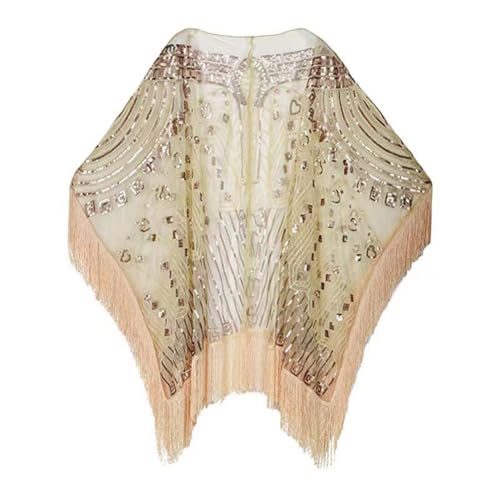 Women's Fringed Evening Cape Sequin Beaded Shawls and Wraps Vintage Prom Dresses Shawls