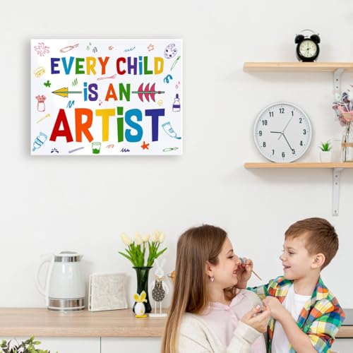 Inspirational Quotes Wall Art for Kids,Every Child Is an Artist Canvas Wall Art,Positive Motivational Wall Decor for Nursery Classroom Kids Room Home Office - Image 4