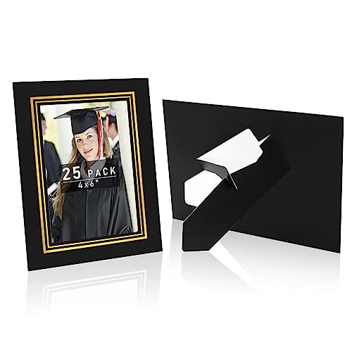 Antnest 25Pcs Paper Picture Frame With Easel,Black Gold 4X6 Inch Cardboard Picture Frame Card,Diy Cardboard Picture Frame,Showing Family Photos,Artwork Perfect For The Office,Home Decor #TOP18