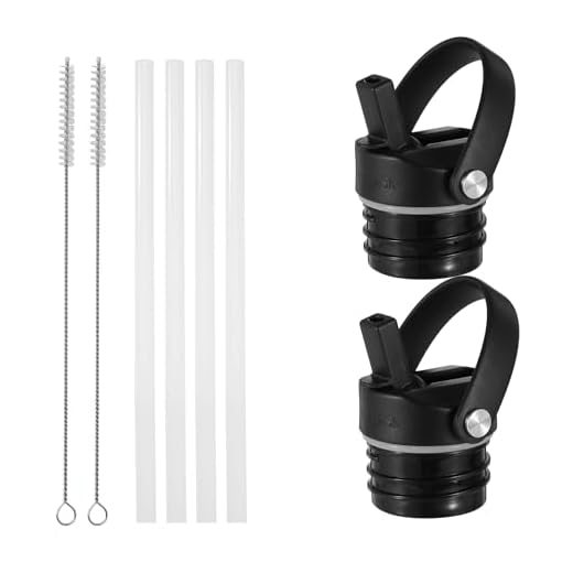 IRON °FLASK Straw Lid for Narrow Standard Mouth Insulated Sports Water Bottles, Standard Mouth, BPA Free, 2 Lids, 4 Straws, 2 Cleaning Brushes (Midnight Black)