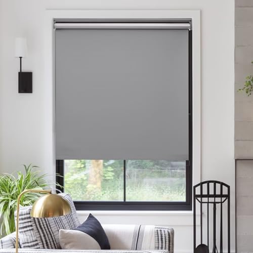 Motorized Blinds with Remote, [Free Solar Panels] Cordless Smart Blinds with Valance Cover, Blackout Electric Blinds with Remote Control, Automatic Roller Shades for Windows White 23