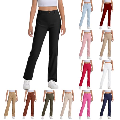 Uniform Pants for Boys Girls Stretch Flat Front Dress Pants High Waist Straight Leg Preppy School Trousers - Main Image